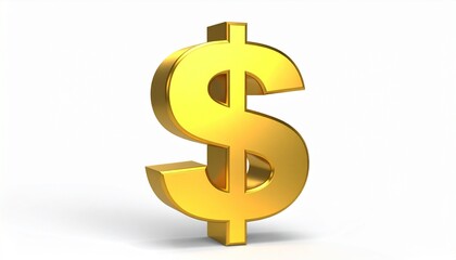 Large gold dollar sign on white background, symbolizing wealth, financial power, and economic value.