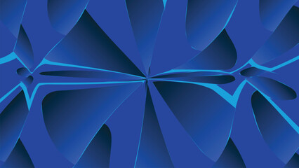 Geometric digital art with flowing blue waves and lines creating an abstract fractal design