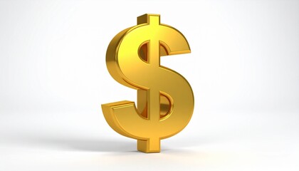 Large gold dollar sign on white background, symbolizing wealth, financial power, and economic value.