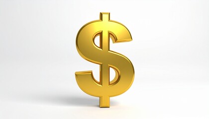 Large gold dollar sign on white background, symbolizing wealth, financial power, and economic value.