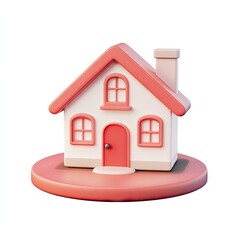 Fototapeta premium Cute 3D model of a small house on a platform