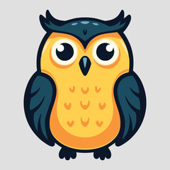 cute blue yellow animated owl