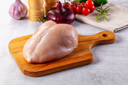 Raw chicken breast without skin