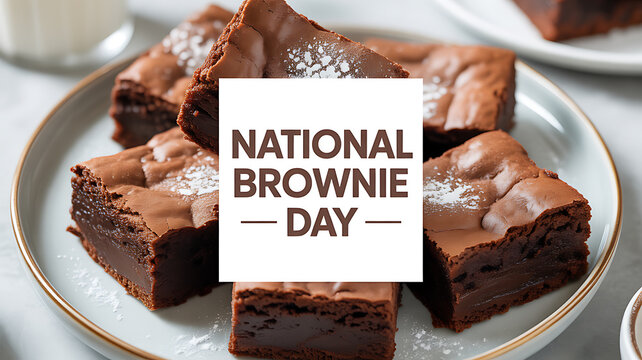 National Brownie Day celebration with chocolate brownies on a plate