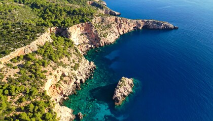 Obraz premium Coastal cliffs meet turquoise water