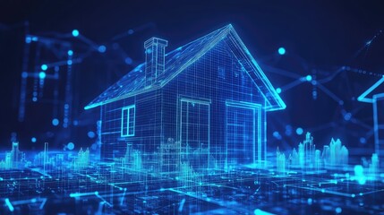 projection holographic display of real estate investment chart