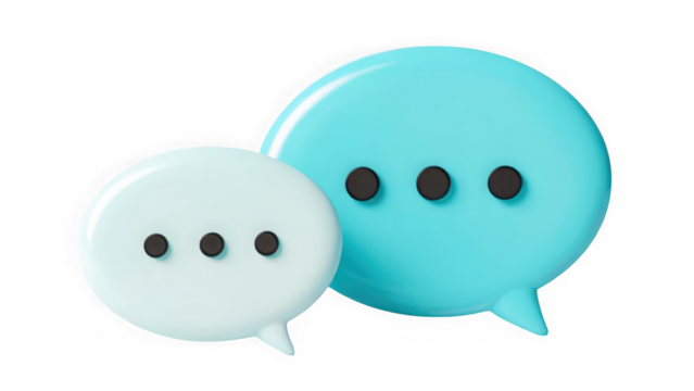 Two 3d speech bubbles isolated on transparent background