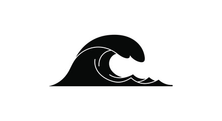 Obraz premium Stylized ocean wave design with a minimalist black shape silhouette