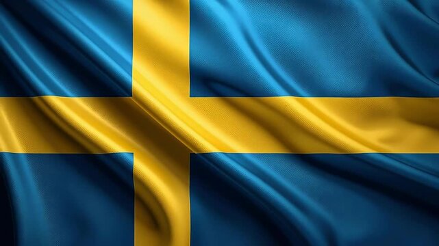 The Sweden National Flag waving in the wind