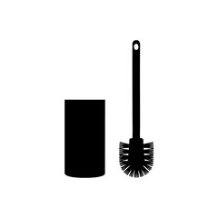 vector silhouette of a toilet brush with a white background
