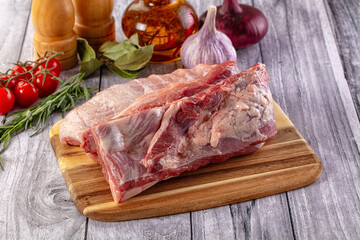 Raw spare pork ribs meat