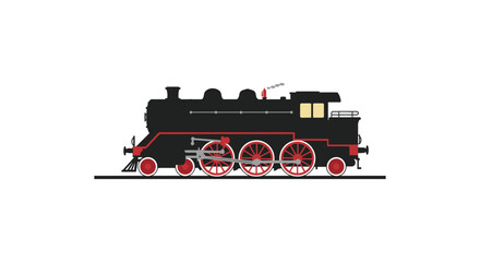 Obraz premium Vintage steam train with red wheels and detailing a stark silhouette