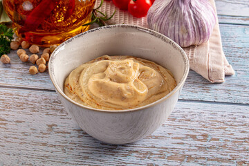 Organic homemade hummus creamy snack