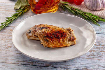 Roasted pork schnitzel steak piece