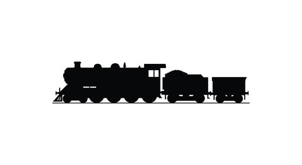Fototapeta premium A striking black train illustration against a white backdrop silhouette