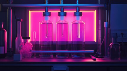 illuminati minimalist glowing effect on laboratory equipment