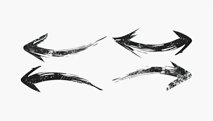 A set of four hand-drawn, grunge-style arrows pointing in opposite directions, arranged in pairs