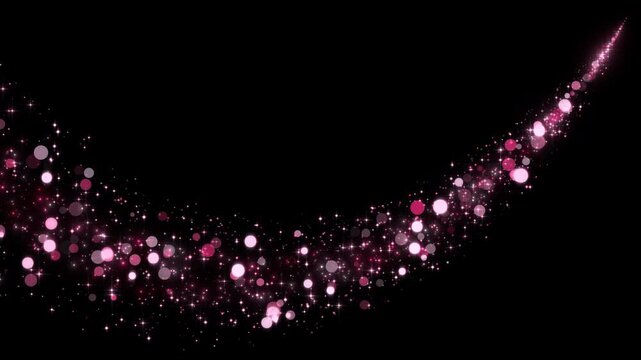 pink stars and glowing glitter dust and bokeh lights wave trail isolated alpha channel amimation,red sparkle motion design element	