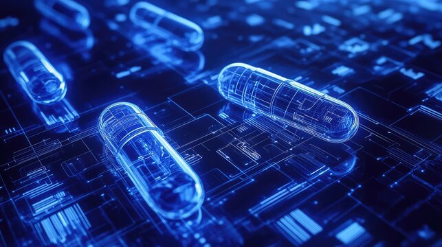 analytics blueprint style data stream from pills