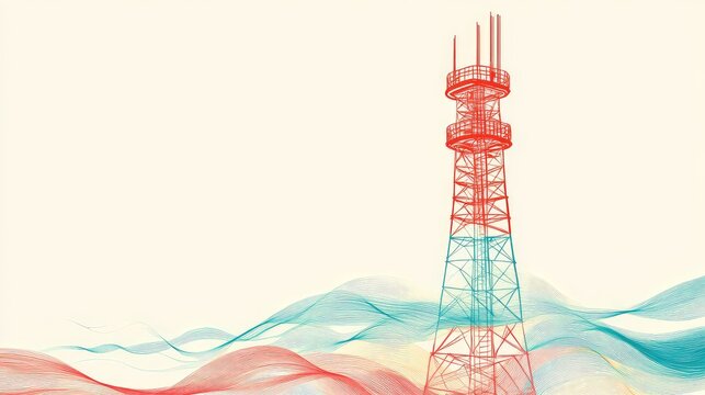 drwing hand drawn style of a flowing signal tower