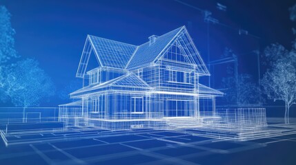 design blueprint style real estate listing simulation