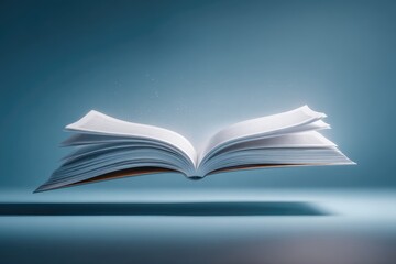 Open book floating in the air, soft light