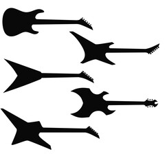 Fototapeta premium Set rock guitar sillhouette vector on white background, guitar sillhouette electric guitar image,set electric guitar sillhouette illustration,guitar electric sillhouette vector 