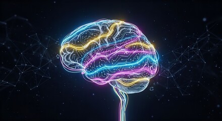 Glowing Brain Made of Circuitry