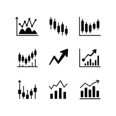 Obraz premium Collection of hand-drawn finance and stock market charts and graphs icons set