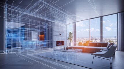 design high tech data stream from interior virtual staging