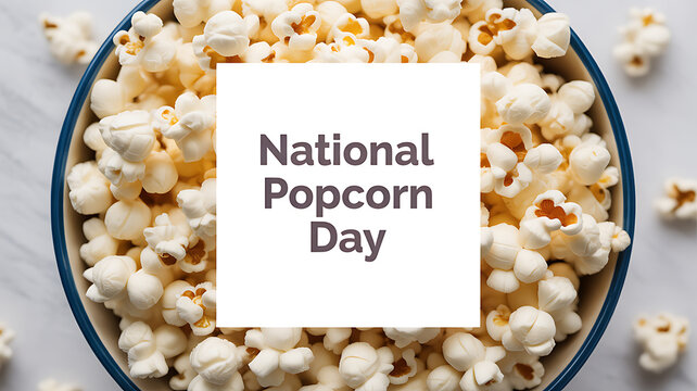 National Popcorn Day celebration with a bowl of freshly popped popcorn