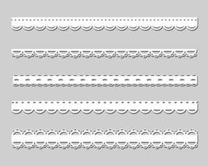 anglaise, decorative flower floral lace embroidery design vector Set of seamless lattice borders. white lace ribbons cotton eyelet lace doily