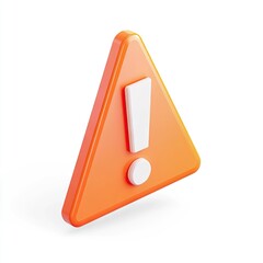 3D orange triangle warning sign with white exclamation mark