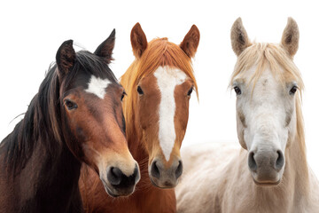 three horses of different colors