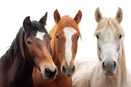 three horses of different colors