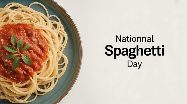 A plate of spaghetti with tomato sauce and fresh herbs, celebrating National Spaghetti Day