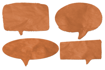 Set of paper speech bubbles from crumpled brown paper.