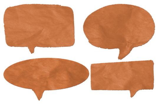 Set of paper speech bubbles from crumpled brown paper.