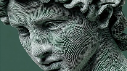 3 d wireframe sculptured face art