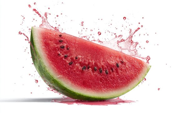 Watermelon slice exploding with juice splash - Powered by Adobe