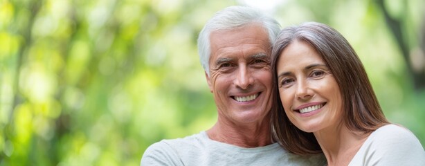 Obraz premium The senior couple smiling together in a sunlit park enjoying peaceful mature companionship