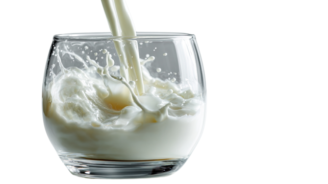 Milk Pour in Glass: Witness the refreshing flow of milk as it gracefully cascades into a transparent glass, creating a dynamic splash. A perfect visual for freshness.