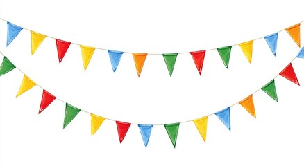 Colorful triangular flags strung on a rope