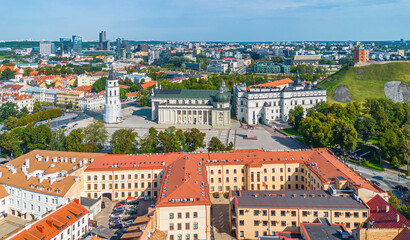 Aerial view of the Vilnius Cathedral in the capital city of Lithuania in the Baltic States