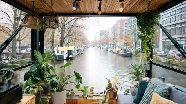 Canalside tiny house interior