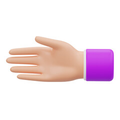 3D Cartoon Hand Pointing Left Gesture, Directional Icon Isolated