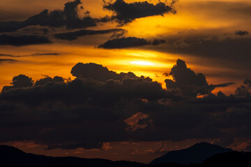 Dramatic clouds and sunset scenery

