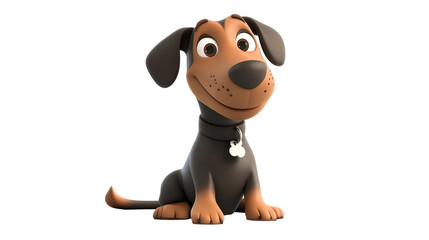 Cute Cartoon Style Puppy Dog Sitting and Smiling in Studio