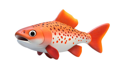 Cute Cartoon Style Spotted Orange Aquatic Fish Swimming Underwater