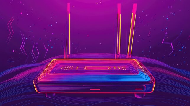 synchronization synchronizing router in line art style